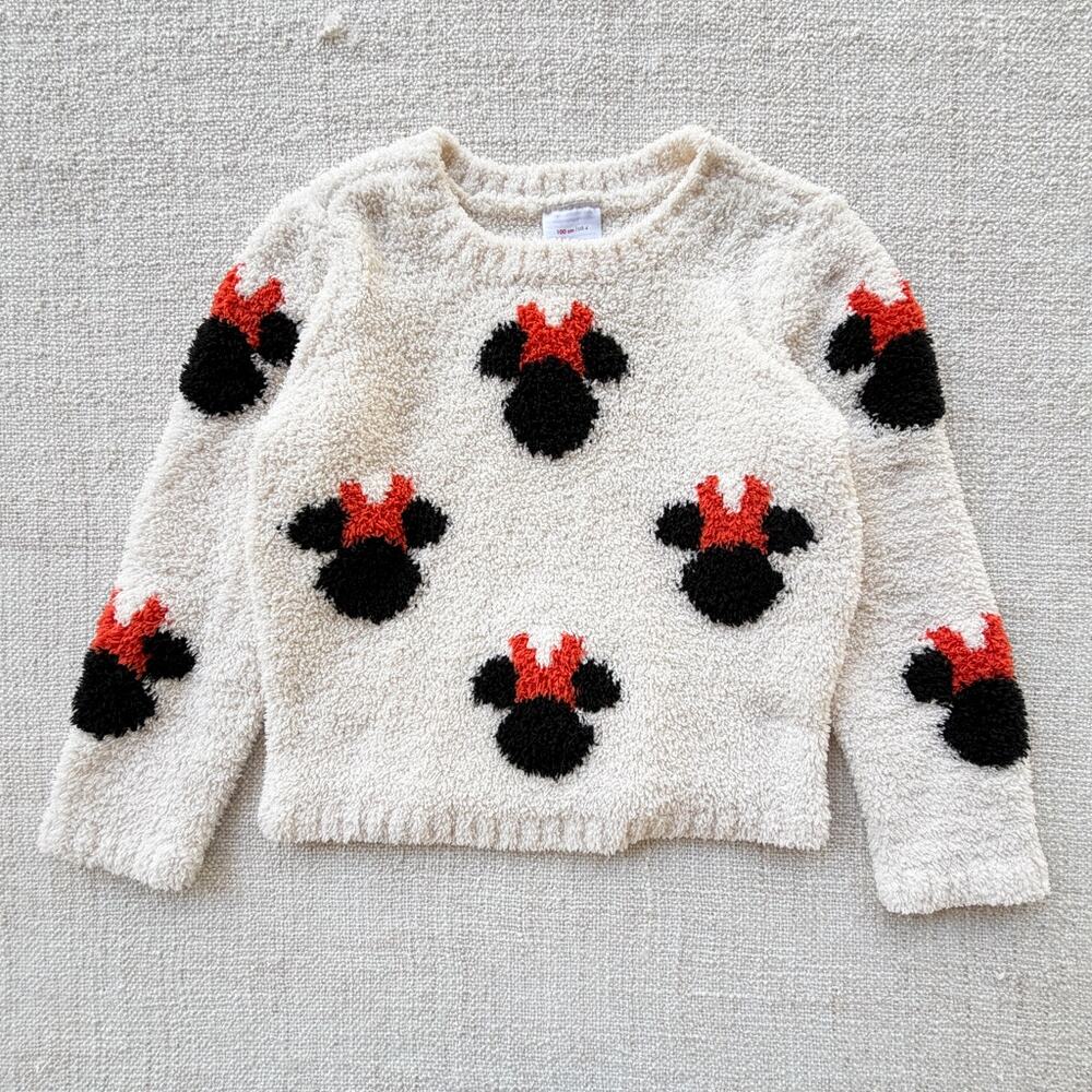 Hanna Andersson Cream/Black/Orange Minnie Mouse Marshmallow Sweater VGUC 4